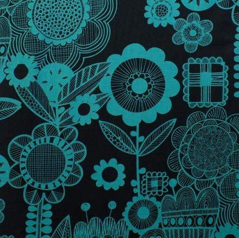 Fabric Alexander Henry Fabrics Prairie House by Alexander Henry - Wild Flower in Black and Teal