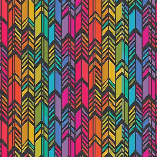 Fabric Andover Art Theory by Alison Glass - Rainbow Feather in Night