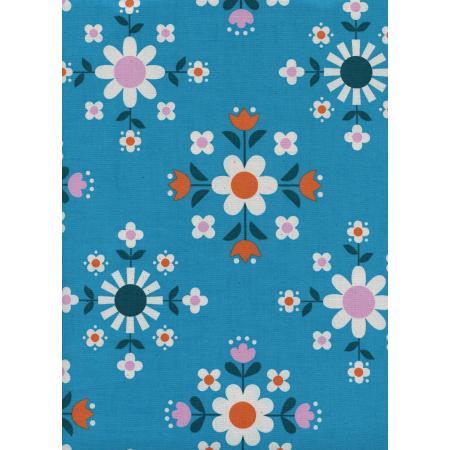 Fabric Cotton+Steel Welsummer by Kimberley Kight - Florametry in Bright Blue