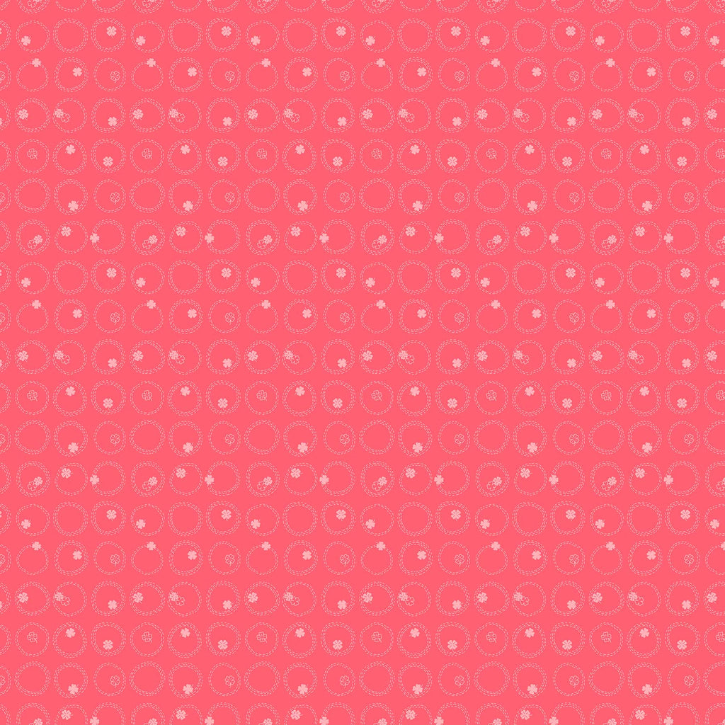 Fabric Figo Fabrics Lucky Charms Basics - Four Leaf Clover in Watermelon
