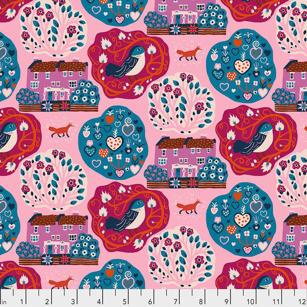Fabric Free Spirit Homeward by Monika Forsberg - My Block Mini in Pink