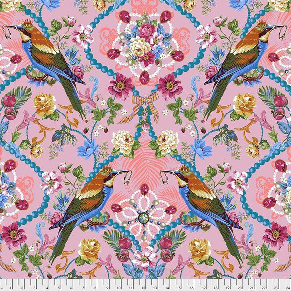 Fabric Free Spirit Jardin de la Reine by Odile Bailloeul - The Queen's Jewels in Rose