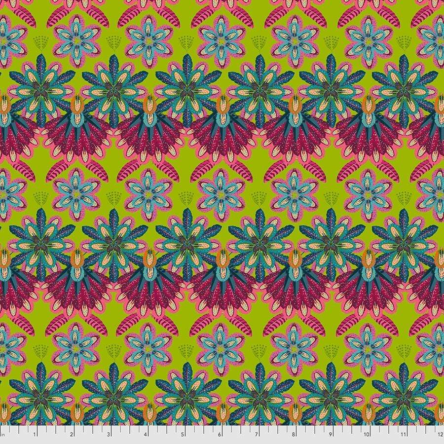 Fabric Free Spirit MagiCountry by Odile Bailloeul - Mini Plumettes in Green