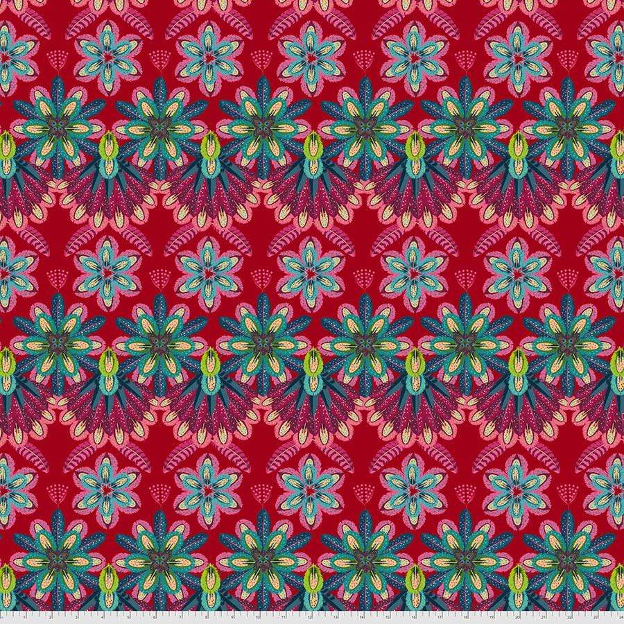 Fabric Free Spirit MagiCountry by Odile Bailloeul - Plumettes in Rouge
