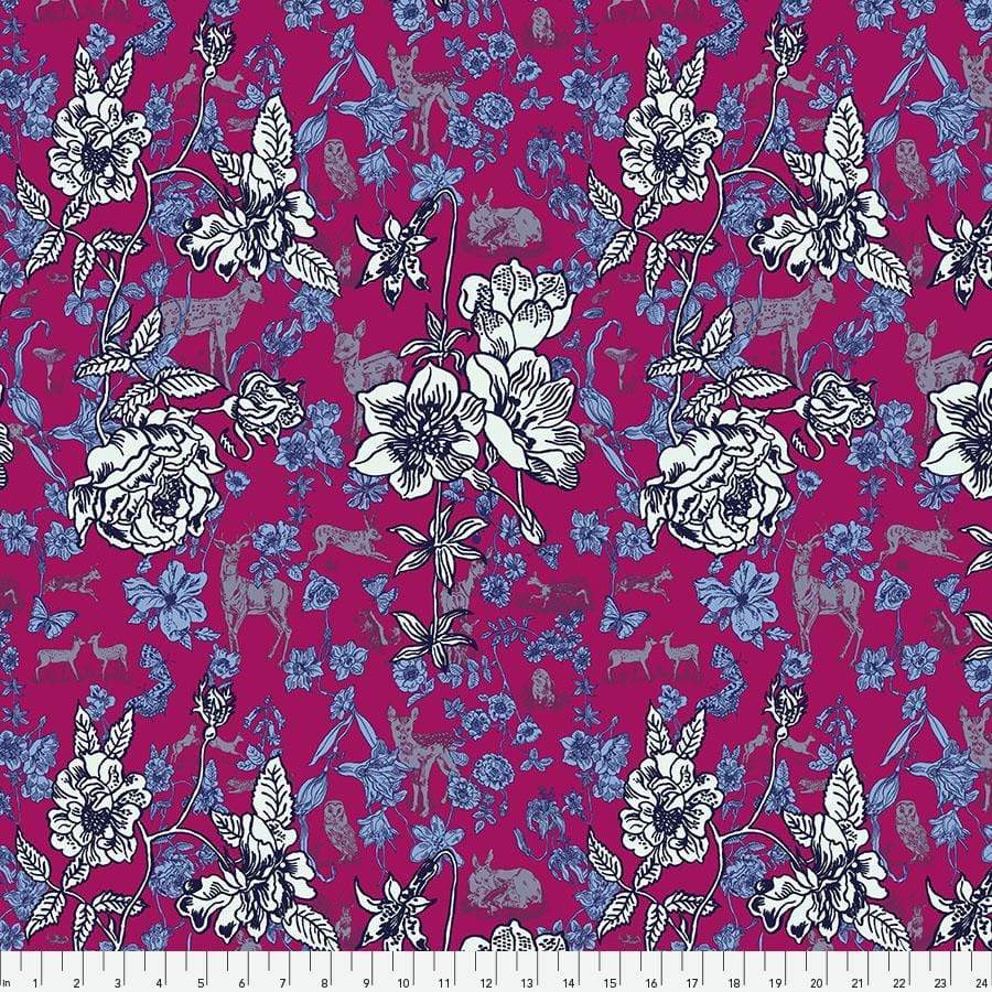 Fabric Free Spirit Woodland Walk by Nathalie Lete - Fawn in Flowers in Pink
