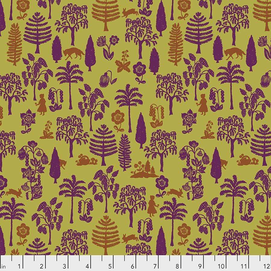 Fabric Free Spirit Woodland Walk by Nathalie Lete - Nearby Wolf in Olive