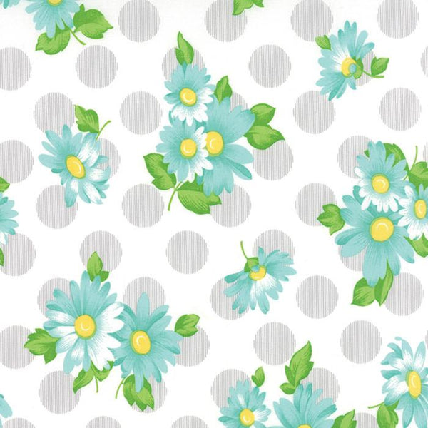 Fabric Moda Sew & Sew by Chloe's Closet - Floral Doopsy Daisey in Cloudy Sky