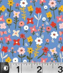 Fabric P&B Textiles Village Green by Carolyn Gavin - Village Flowers in Blue
