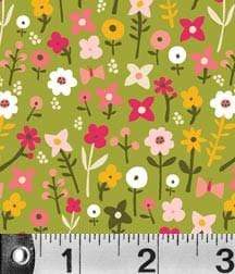 Fabric P&B Textiles Village Green by Carolyn Gavin - Village Flowers in Green
