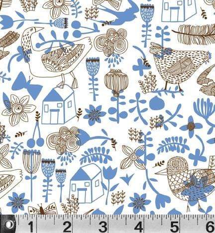 Fabric P&B Textiles Village Green by Carolyn Gavin - Village Sketch in Blue