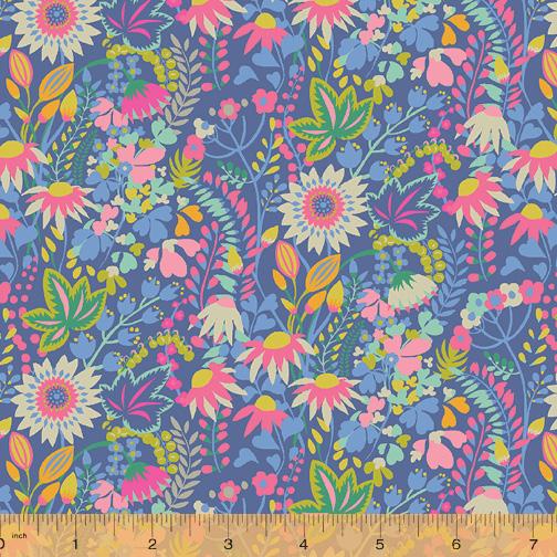 Fabric Windham Fabrics Solstice by Sally Kelly - Flower Bed in Blue